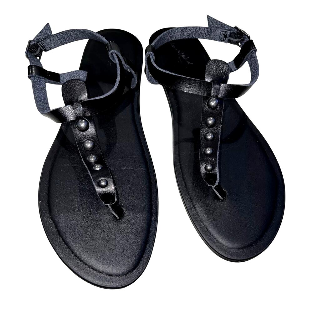 Universal Thread Kylianne Sandals Womens 9 Black Studded Rivet T-Strap Thong